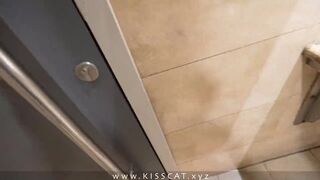 Why step son in public toilet with step mom? Stepmommy get risky cum in coffee - Kisscat - 14 image