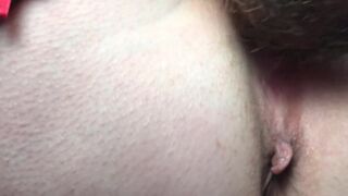 Insert your tongue into my vagina as deep as you can. Eating pussy and wife orgasm. Super close up. - 2 image