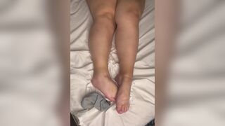 Lauren the Milf BBW Pawg Wife showing off her sexy feet, toes, and soles! Wishing she had a big cock to stroke with them! - 6 image