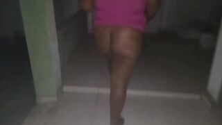 Ebony bbw wife with a big ass showing off in a short dress for her naughty neighbor - 9 image