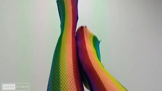 Foot Fetish with Sexy Colored Stockings - 13 image
