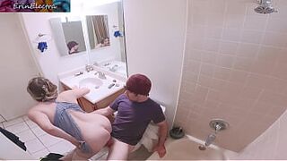 Masturbating stepmom in the bathroom invites stepson in for sex - 1 image
