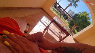 StepMom jerked off right on the terrace - 2 image
