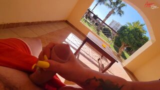 StepMom jerked off right on the terrace - 5 image