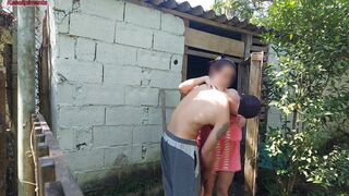 Shower doesn't work, married woman asks farm caretaker for help using just a towel and pays with sex - 10 image
