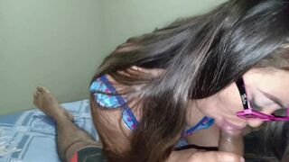 Stepmother, tired of stepfather not fucking her, goes into her stepson's room in search of cocks