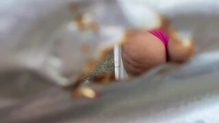 Pervert records through the outdoor dressing hole - 10 image