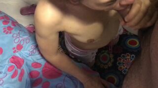 Little whore doing a rich deep sloppy blowjob ends up bathed in cum - Boy enjoying oral sex - Amateur Nora Milf - Andy Z 94