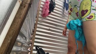 Witnessing intimate moments in the beach dressing room