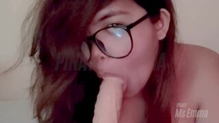 Amateur Cute Filipina Ms Emma Sucks a Big Dildo, Who wants to go next? - Awesome Solo Blowjob