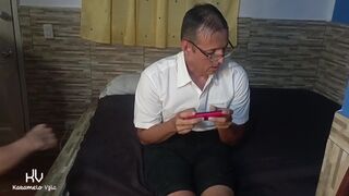 My nerdy silly stepson goes crazy seeing me naked and I fuck him until he makes him cum