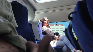 Exhibitionist Seduces MILF to Suck and Jerk His Dick in Bus Until He Cums - 13 image