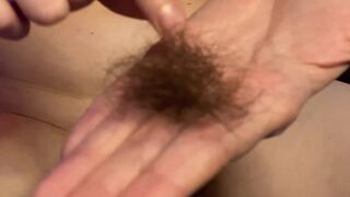 rare video hairypussyangel shave very hairy pussy bush and asshole with a razor, show doggy pussy and ass close up - 4 image
