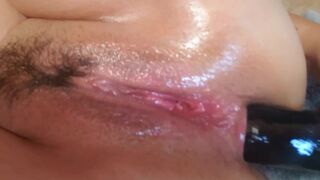 OMG! Hairy BBW Stepmom Takes BBC Dildo Anal!!