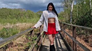 Nicky Brill no panties in public park and peeing - 13 image