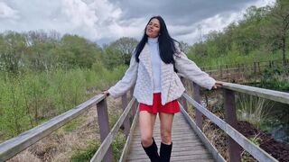 Nicky Brill no panties in public park and peeing - 6 image