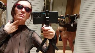 Milf hairy pussy, hairy ass, big tits, big nipples. Hot mom tries on clothes, pussy, big tits, big nipples. - 4 image