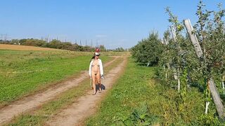 Walking naked in a orchard and pick apples!
