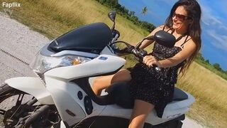 Sexy Hairy Biker Milf With Anal Plug Fucks Herself Outdoors In Nature