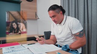 Hot teacher caught a student jerking off to her photos