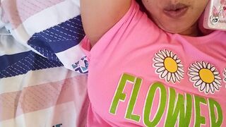 WIFE !! She puts her fingers in her vagina and gets creamy milk while waiting for her cheating husband to fuck her