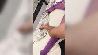 Sexy Purple Bodystocking Cumshot