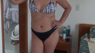 On the beach I masturbate watching as stepmom puts on a bikini to go in search of a man