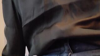 Naughty open window MILF pussy show - flashing & showing off for strangers next door