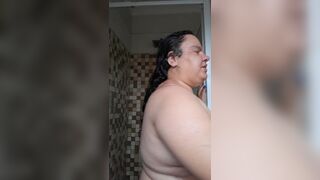 Bbw having some showertime fun.