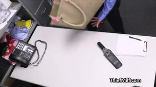 Fucking curvy dress stealing MILF on the backroom desk