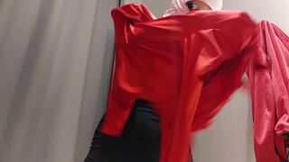 Amateur wife trying on clothes. hairy pussy, sexy brunette, big ass, sexy clothes, panties, socks, shorts, pantyhose - 11 image