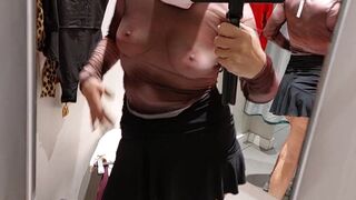 Amateur wife trying on clothes. hairy pussy, sexy brunette, big ass, sexy clothes, panties, socks, shorts, pantyhose - 5 image