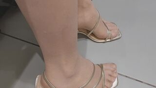 Sexy brunette tries on clothes in fitting room. I'm looking at a hairy mom, hairy pussy, big tits, big ass. - 3 image