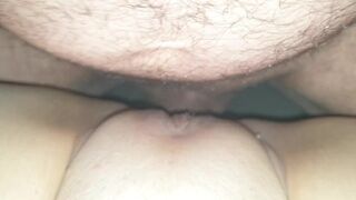 Daddy teases me with his big cock. He fucks me deep and squirts my pussy well.