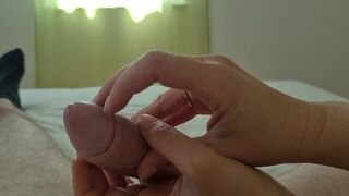 Hot horny MILF Wife gives sensual and hot good morning massage to husbands hard cock