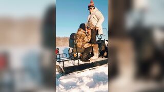 Seduced stepmother in the field in winter - 1 image