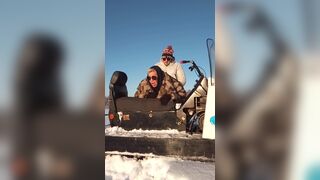 Seduced stepmother in the field in winter