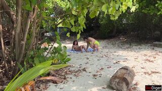 Public Pickup Stepmom and Stepdaughter on Beach - Risky Dick Flashing Cum on Face - 12 image