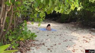 Public Pickup Stepmom and Stepdaughter on Beach - Risky Dick Flashing Cum on Face - 13 image