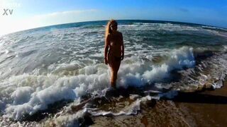Hot Busty Nudist Milf Masturbates On Public Beach - 3 image