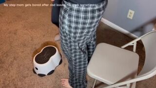 Interrupted my step son gaming to make him cum