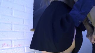 My neighbor can't hold back his desire and lifts my skirt to fuck me.