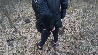 Blow-job in the Woods with My Husband Friend- Down-jacket Fetish 249 - 7 image