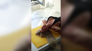 Sexy stepmom does her morning stretch in a tight jumpsuit - 5 image