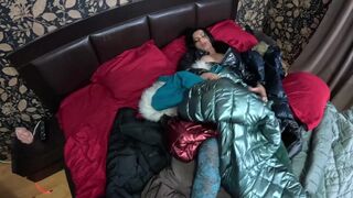 Several shiny down-jackets used for fucking and masturbating 267 - 15 image