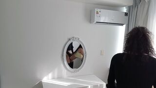 Big cock t,r,v fucks me with my thong on and barefoot, busty and big ass Latina brunette