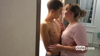 Inexperienced guy loves to fuck fat housewife