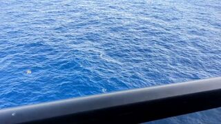 Hot Wife Cums in Front of Locked Cuck on Cruise Ship