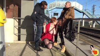 Big chubby woman fucked hard by 3 hard cocks - 9 image