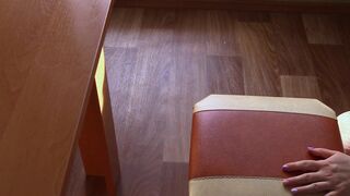 Milf with a juicy ass behind the scenes. The camera watches from the side as the blonde records a video. PAWG. Amateur.